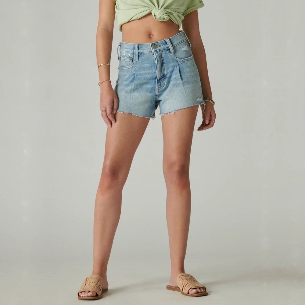 2/$30 NWT Lucky Brand High Rise Mom Short Distressed Jeans High Tide 26 #A1385 - Picture 3 of 11